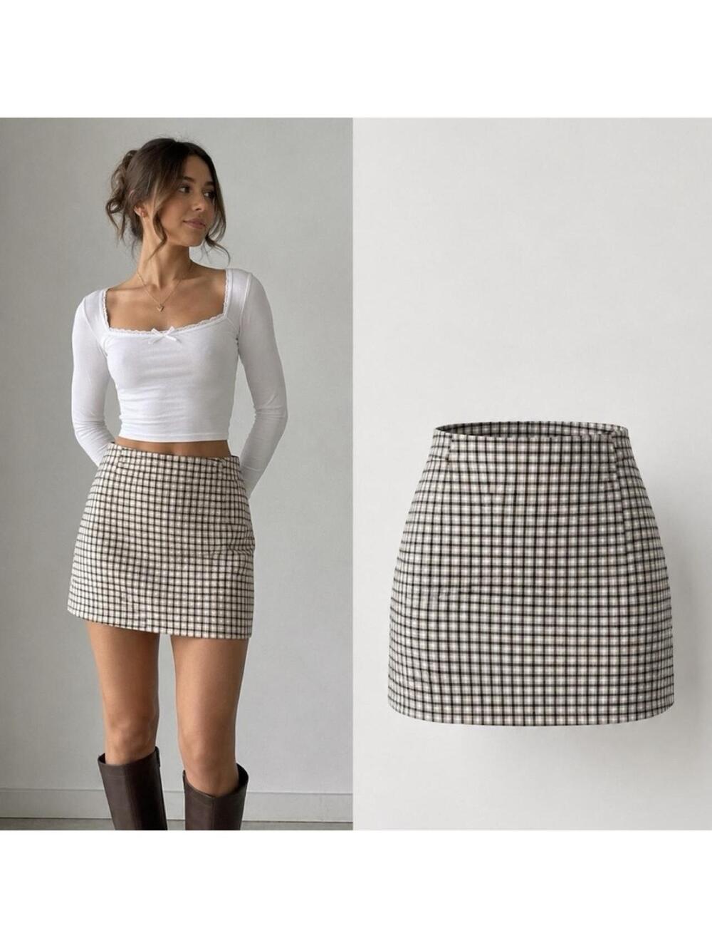 Hollister ultra high rise plaid mini skirt Size XS